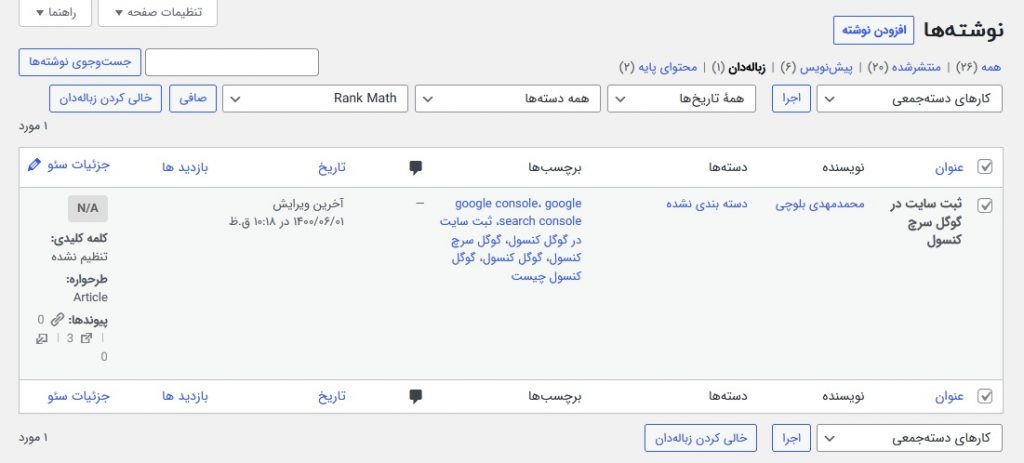 بازگردانی مقالات حذف شده از وردپرس